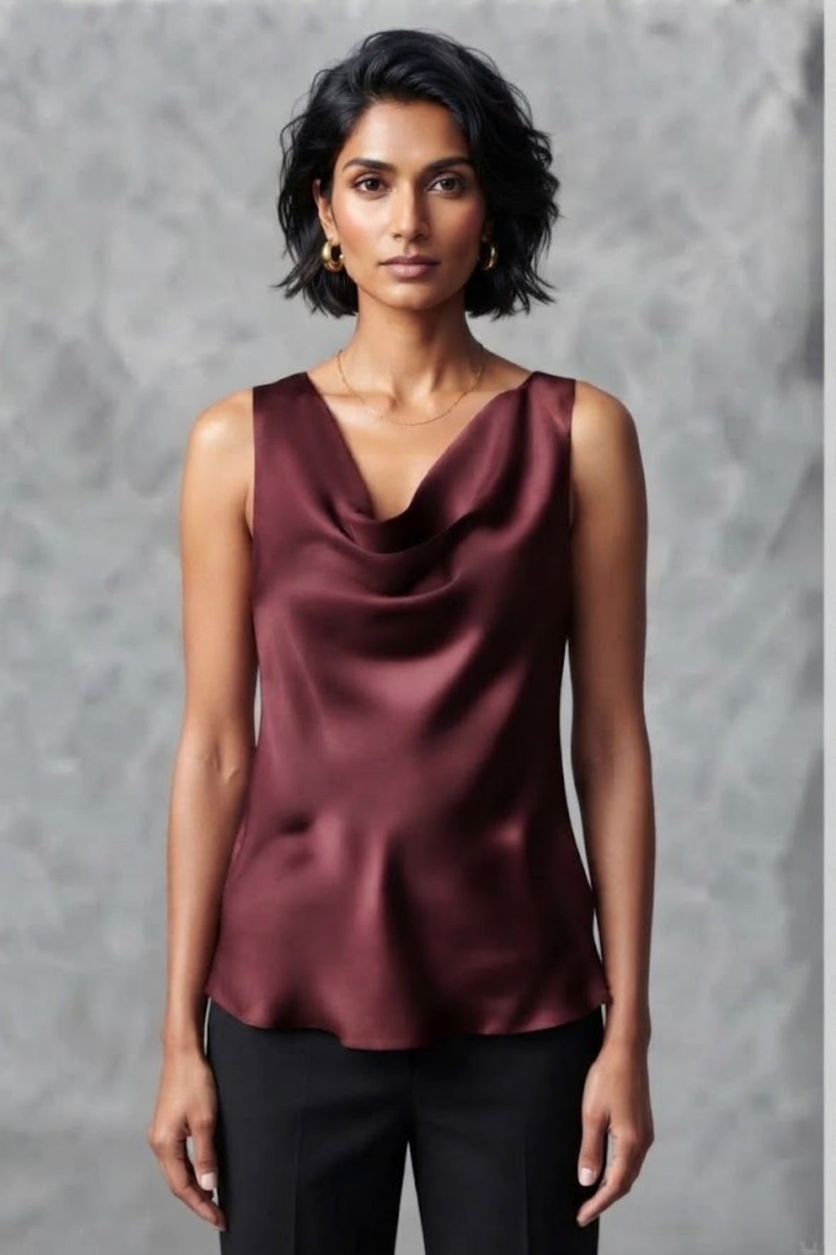Top canotta con scollo sceso ROMI2174A27 VINO MARICLA 