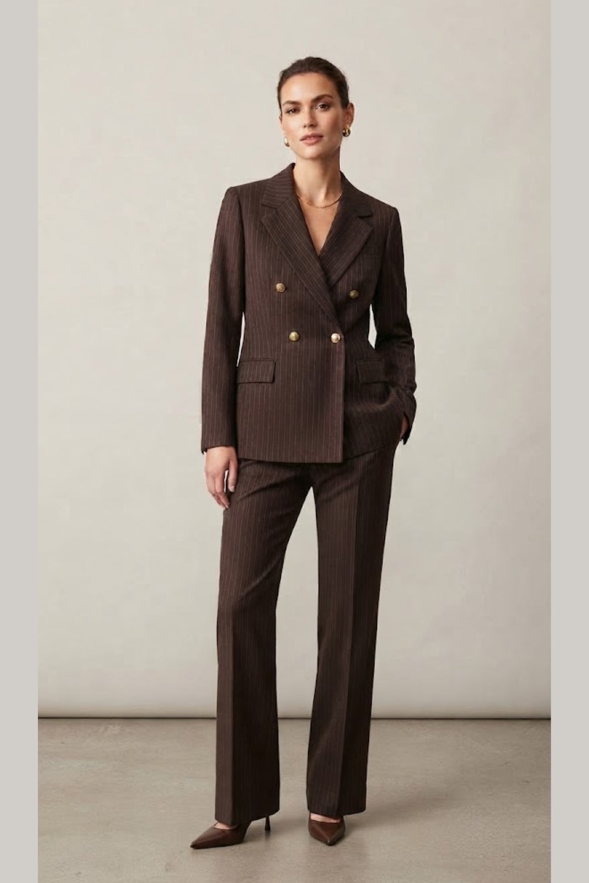 tailleur doppio petto gessato ROMI4223 MORO MARICLA 