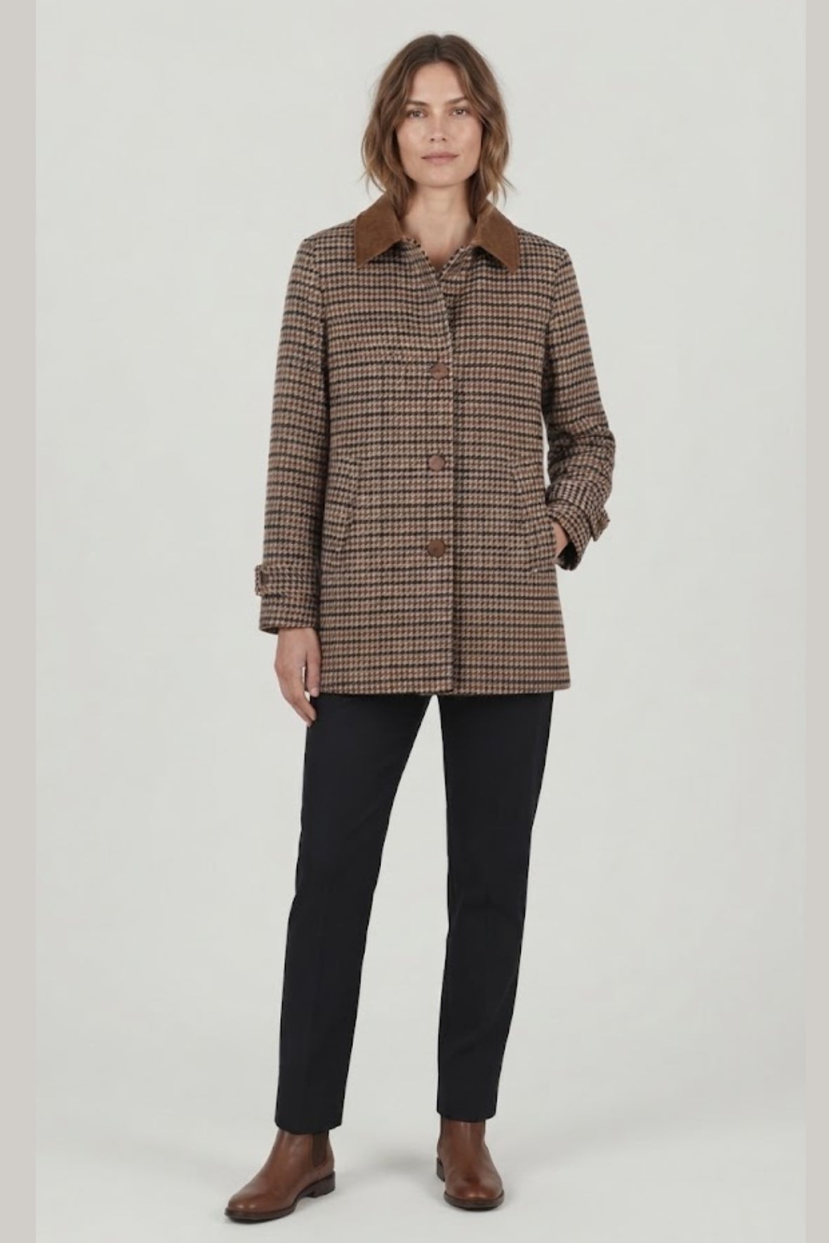 giaccone a quadretti con collo in velluto<BR/> VIKI MORO MARICLA 