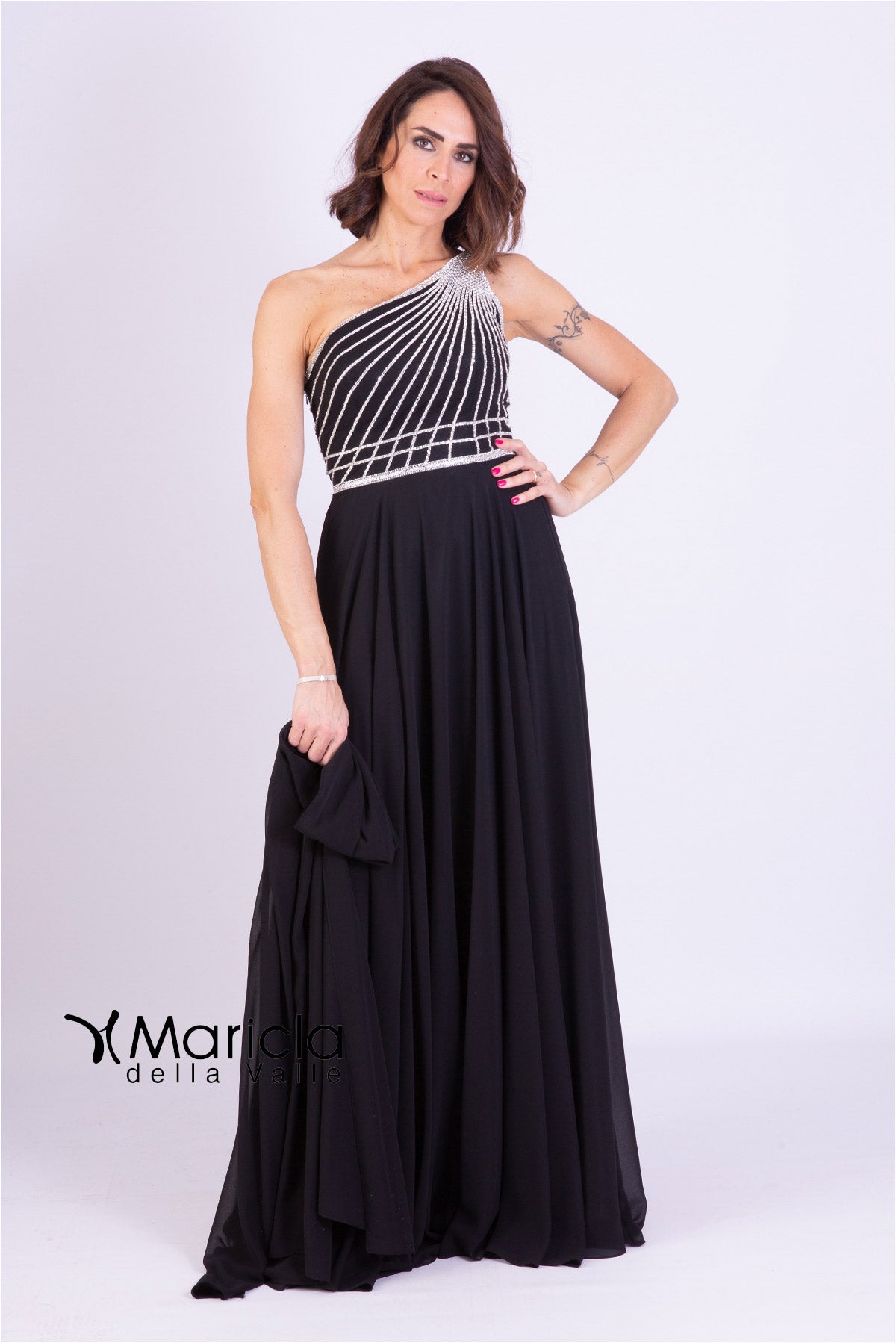 Abito lungo strass JC34119 NERO MARICLA ELEGANCE 