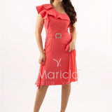 abito midi monospalla cintura gioiello SH841AC CORALLO SHARON 