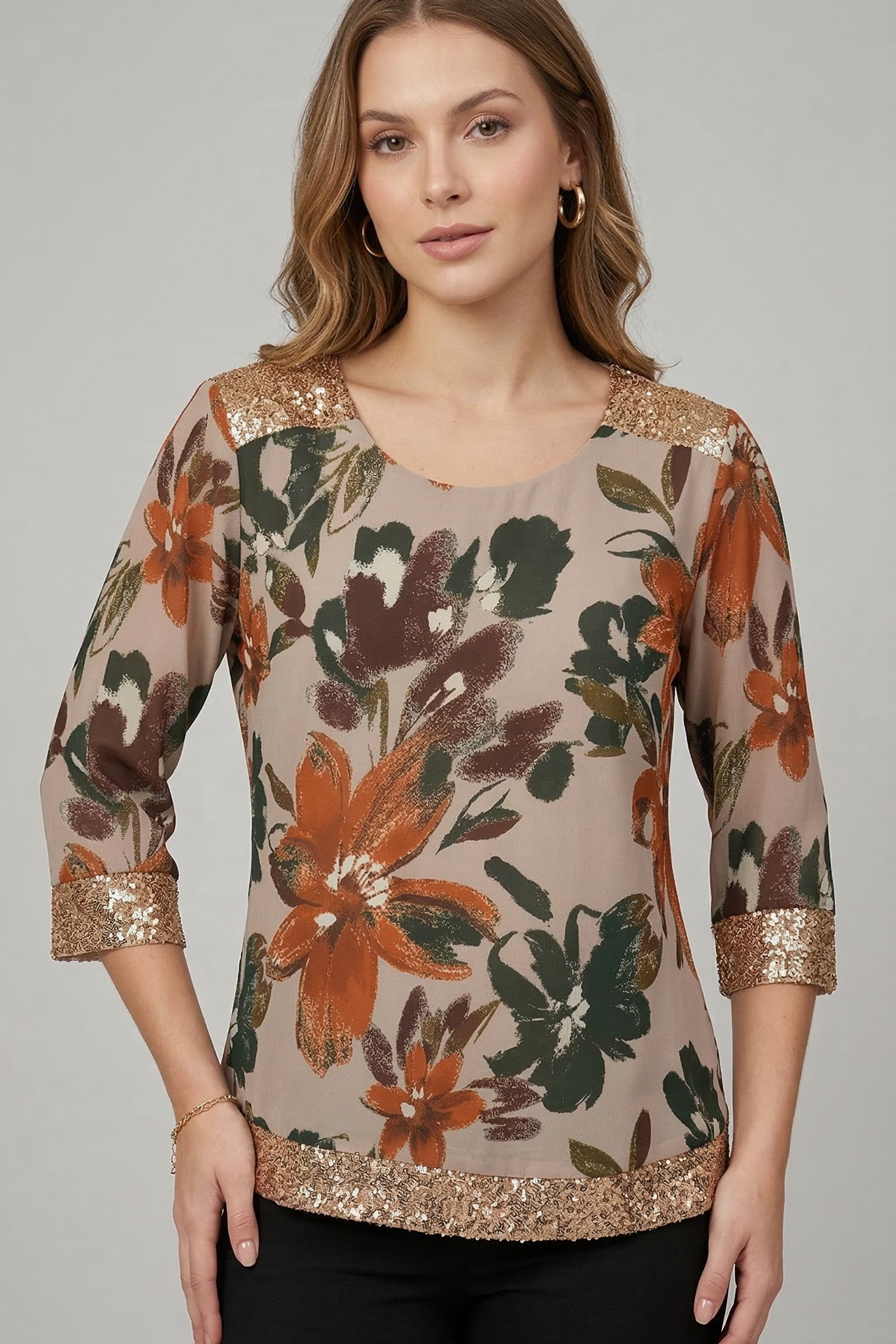casacca fantasia con paiette FFGAETANA BEIGE MARICLA 