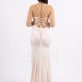 abito sirena corpetto ricamato ANT20412XJ NUDE ANTILLE ELEGANCE 