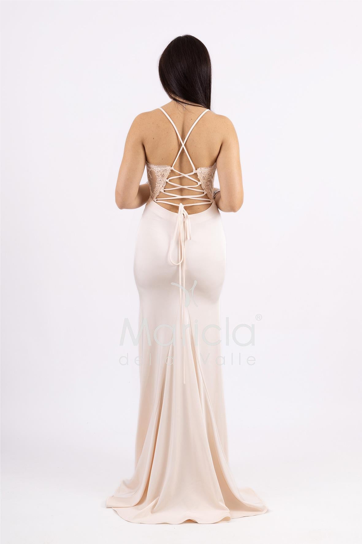 abito sirena corpetto ricamato ANT20412XJ NUDE ANTILLE ELEGANCE 