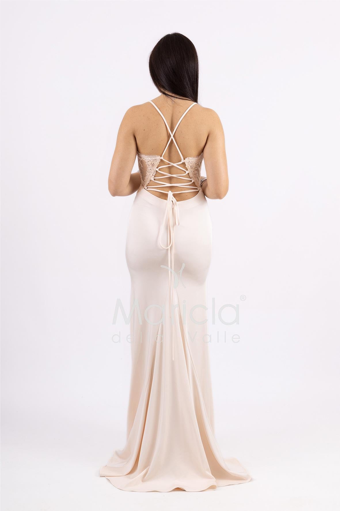 abito sirena corpetto ricamato ANT20412XJ NUDE ANTILLE ELEGANCE 