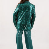 Completo in paiette tailleur  3 pezzi JC35273 VERDE MARICLA ELEGANCE 
