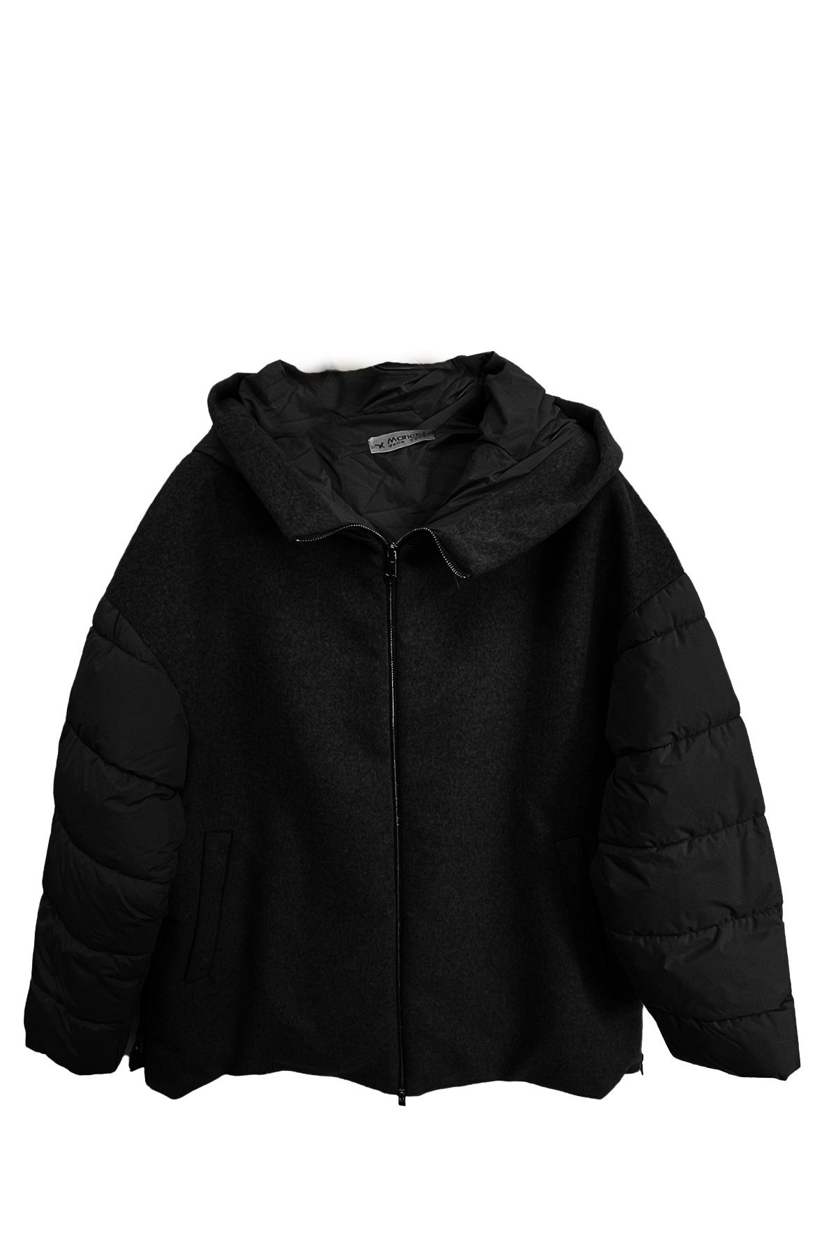 Giaccone Piumino Misto Lana Corto con Maniche Imbottite AZ88P NERO MARICLA 