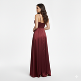 Abito lungo con spacco e pannelli JC35456 CILIEGIA MARICLA ELEGANCE 