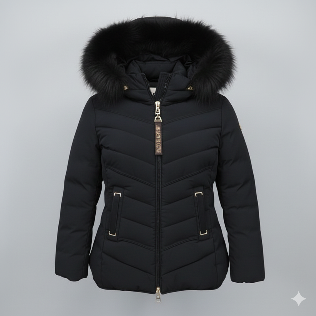 Giaccone con cappuccio in pelliccia EC25091 NERO MARICLA 