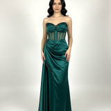 abito steccato con trasparenza e spacco HC5117 VERDE MARICLA ELEGANCE 