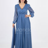 abito manica lunga glitter FI7219 INDACO MARICLA ELEGANCE 