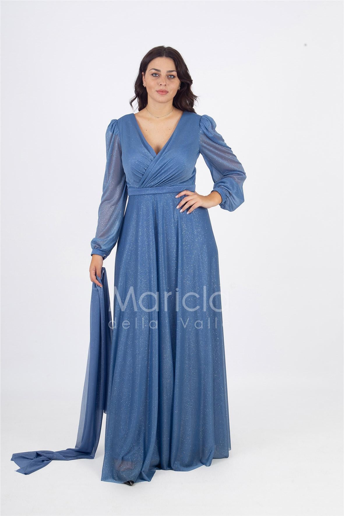 abito manica lunga glitter FI7219 INDACO MARICLA ELEGANCE 