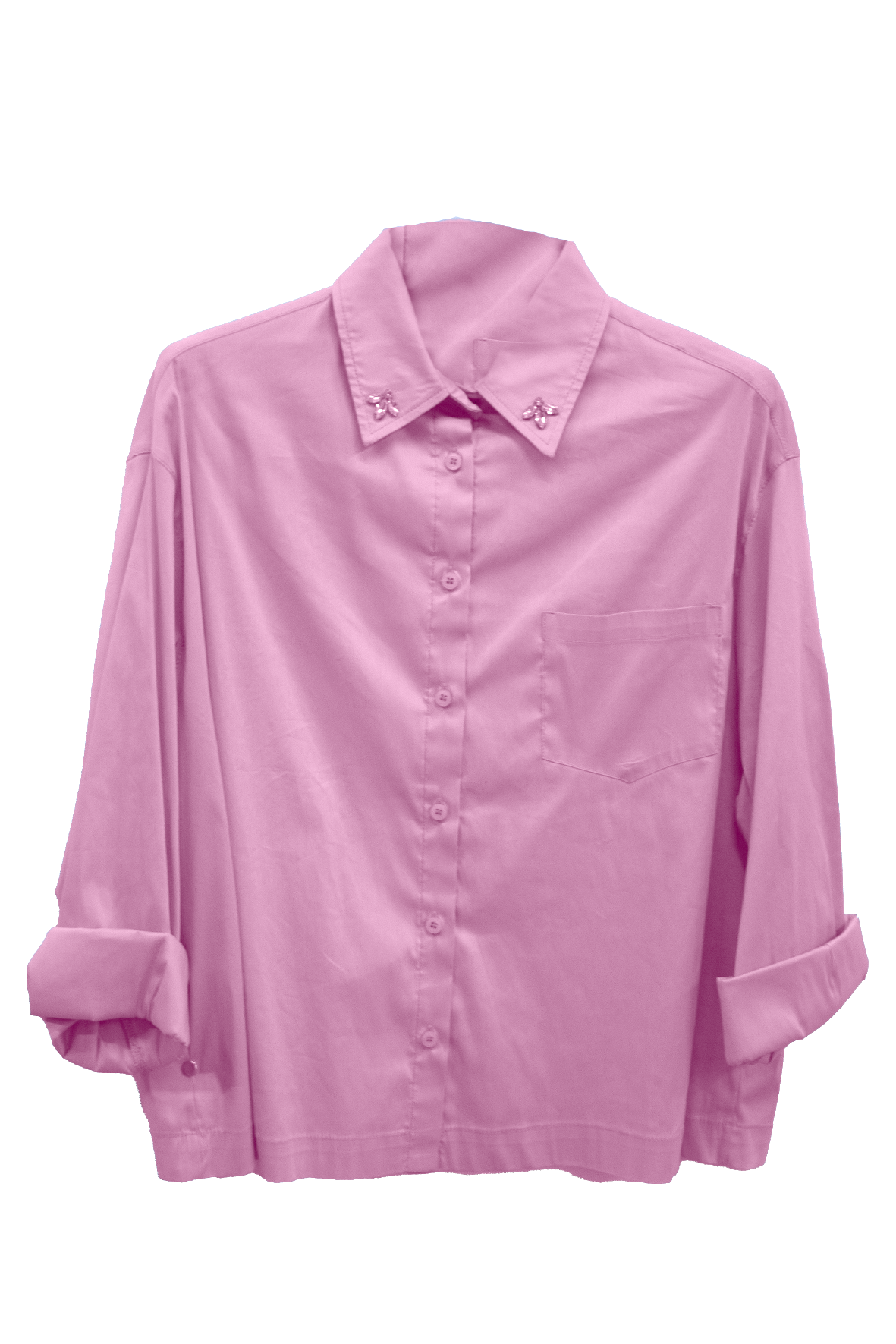 camicia manica 3/4 strass collo ROMI2374 ROSA MARICLA 
