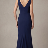 abito con fiocco bicolore ALC16 BLU MARICLA ELEGANCE 