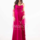 abito con spacco ANT7234 FUXIA ANTILLE ELEGANCE 