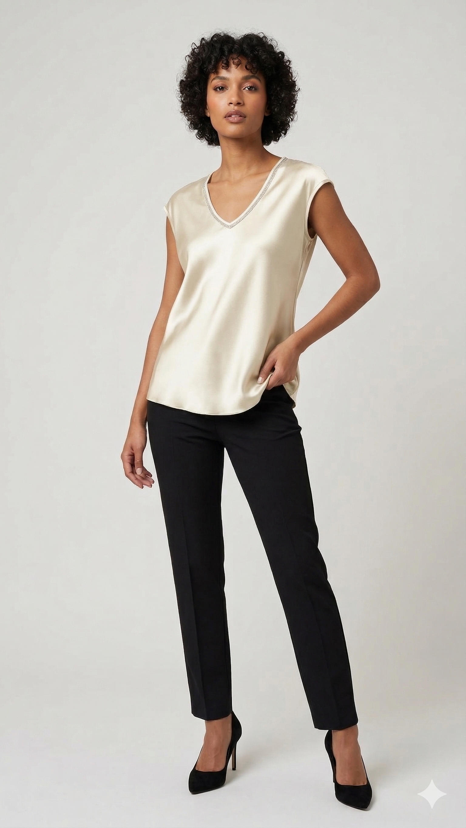 canotta punta strass DB10915 CREMA MARICLA 