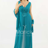 tuta con fiore SH901TU PETROLIO SHARON 