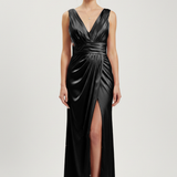 abito lungo con scollo sceso e spalla larga HC9682 NERO MARICLA ELEGANCE 