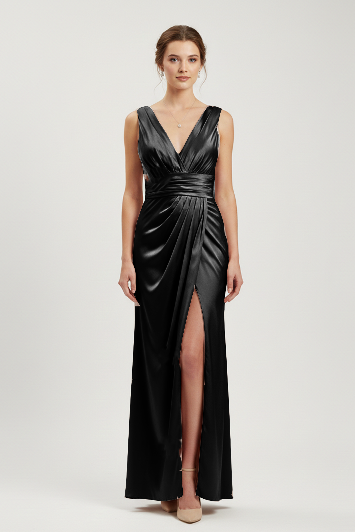 abito lungo con scollo sceso e spalla larga HC9682 NERO MARICLA ELEGANCE 