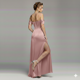 abito con trasparenza e spacco HC5226 ROSA MARICLA ELEGANCE 