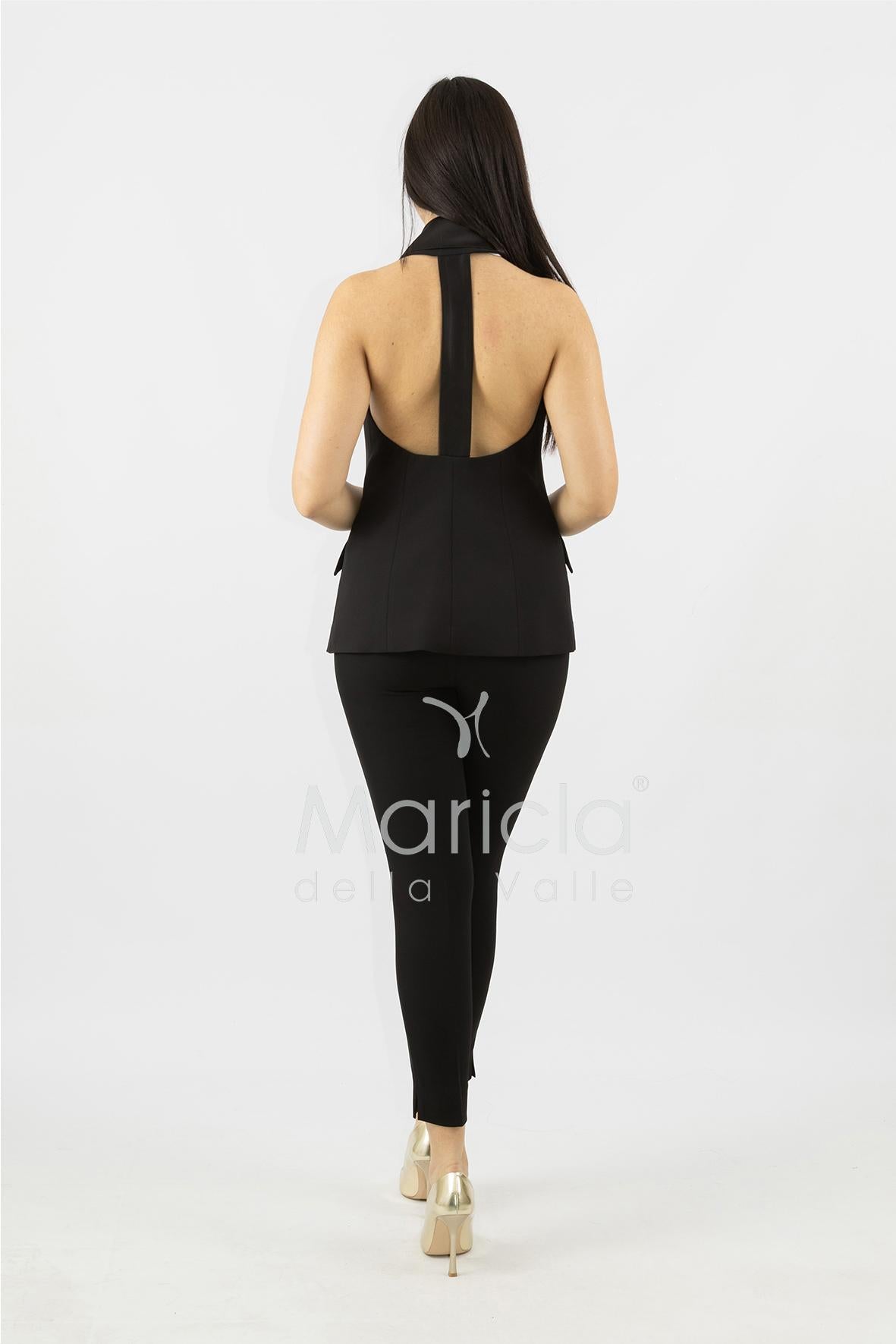 Completo gilet smoking con pantalone SH707CP NERO SHARON 