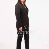 Tailleur con pioggia di strass Completo 3 pezzi SH409 NERO SHARON 