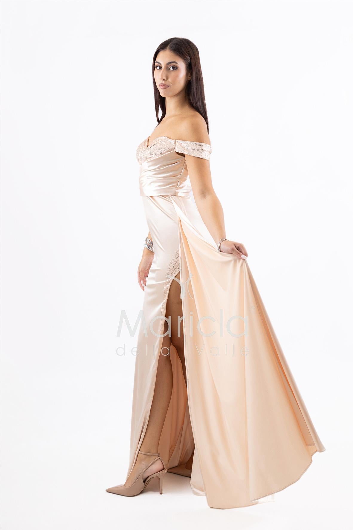 Abito lungo scollo omerale JC35274 CHAMPAGNE MARICLA ELEGANCE 