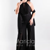 tuta con cinturino strass SH610 NERO SHARON 