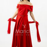 abito lungo scollo omerale strass SH827AL ROSSO SHARON 