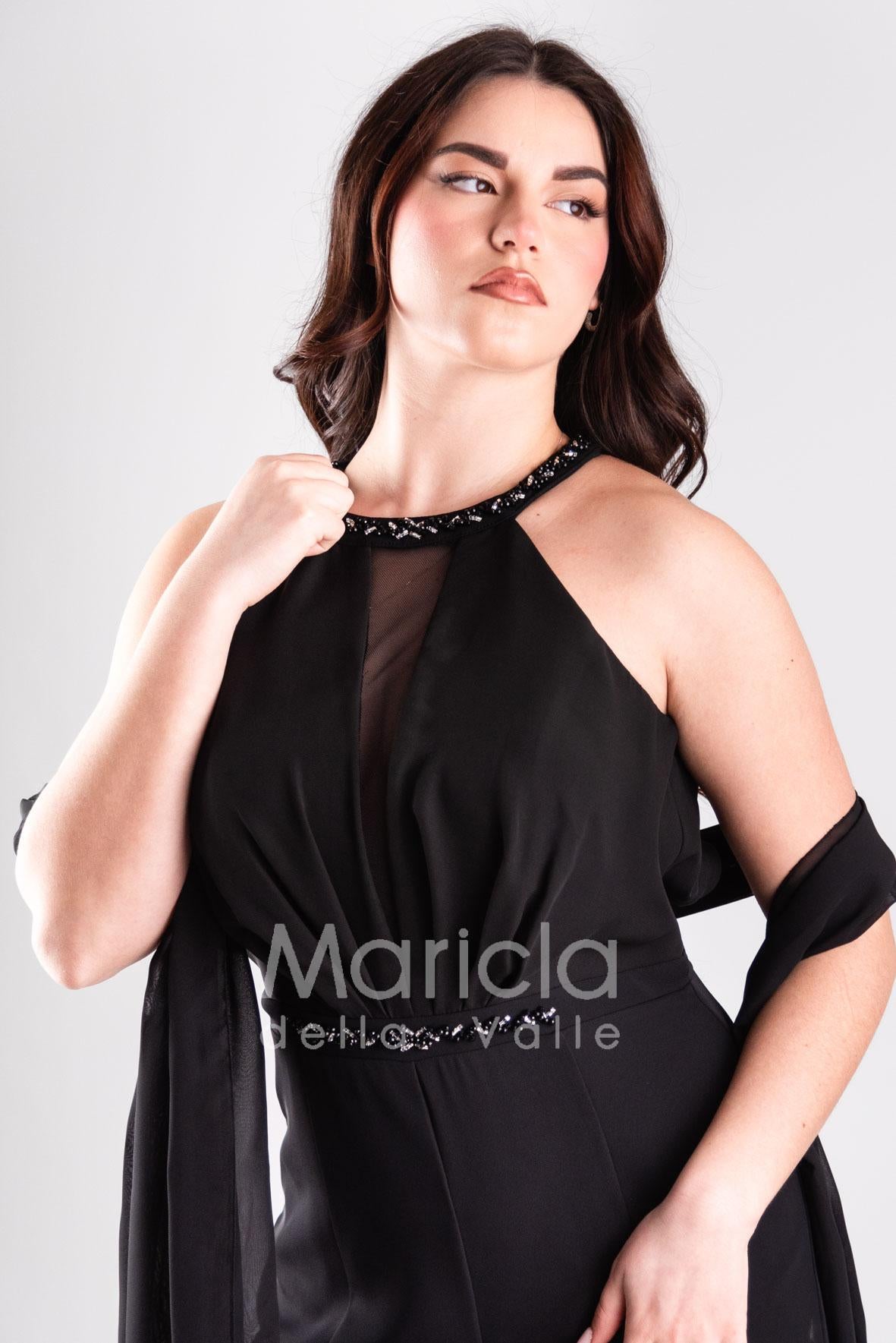 tuta con cinturino strass SH610 NERO SHARON 