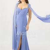abito lungo scollato con spalline strass SH819AL PERVINCA SHARON 