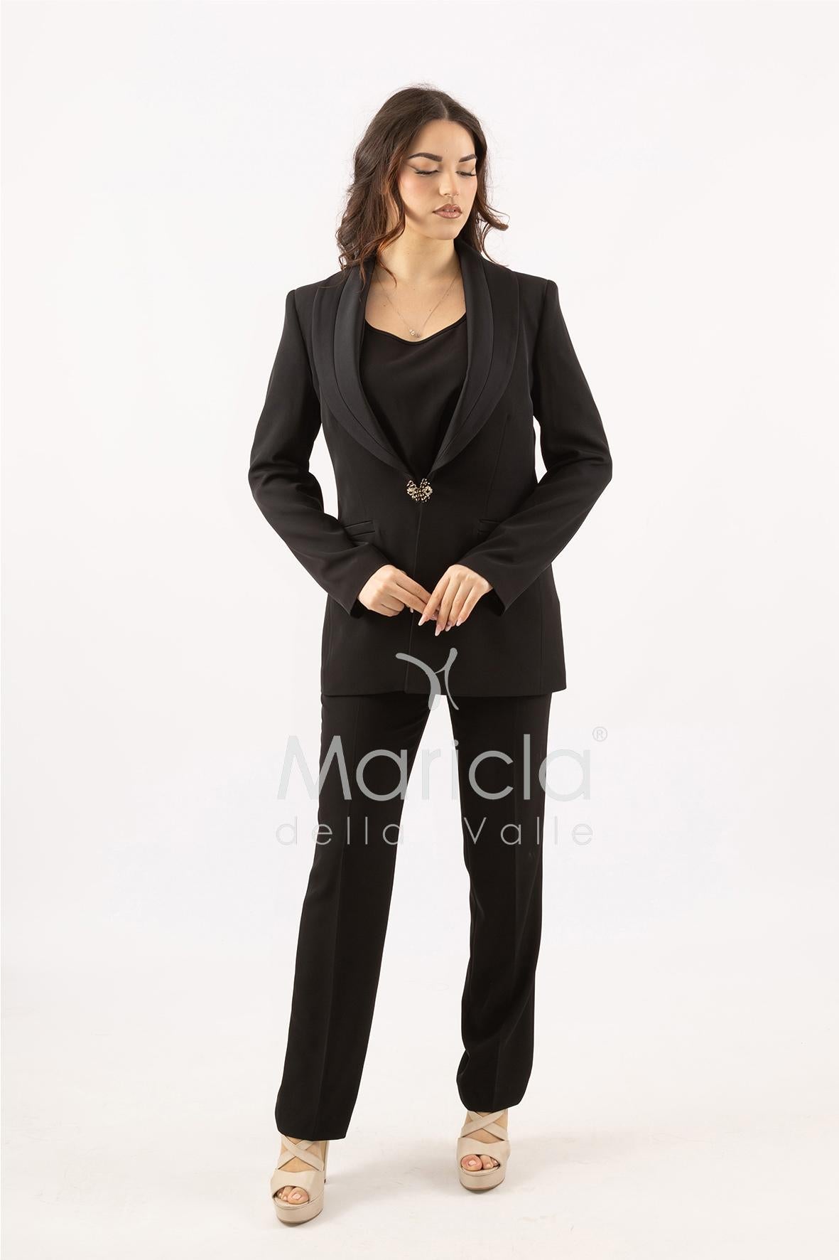 Tailleur smoking Completo 3 pezzi SH726TP NERO SHARON 
