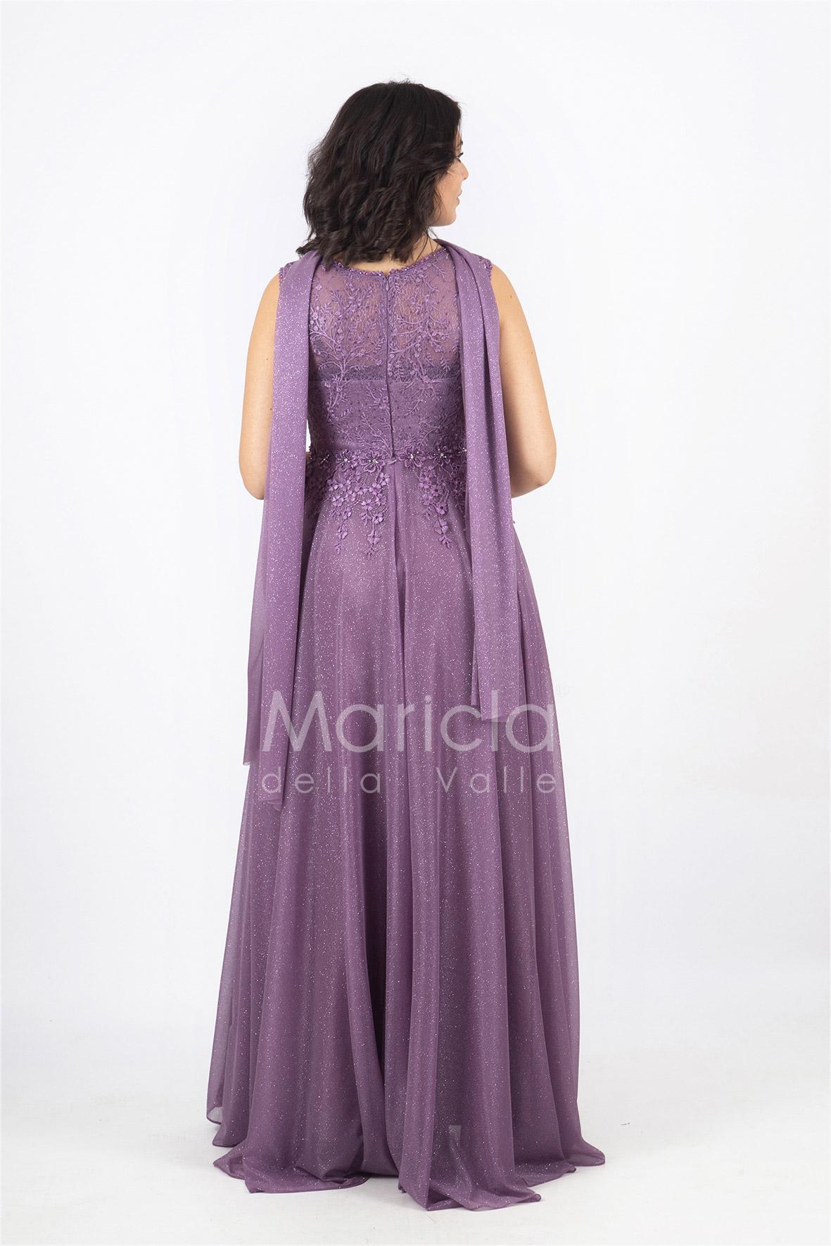 abito lungo spalla largo ricamato JC36036 UVA MARICLA ELEGANCE 