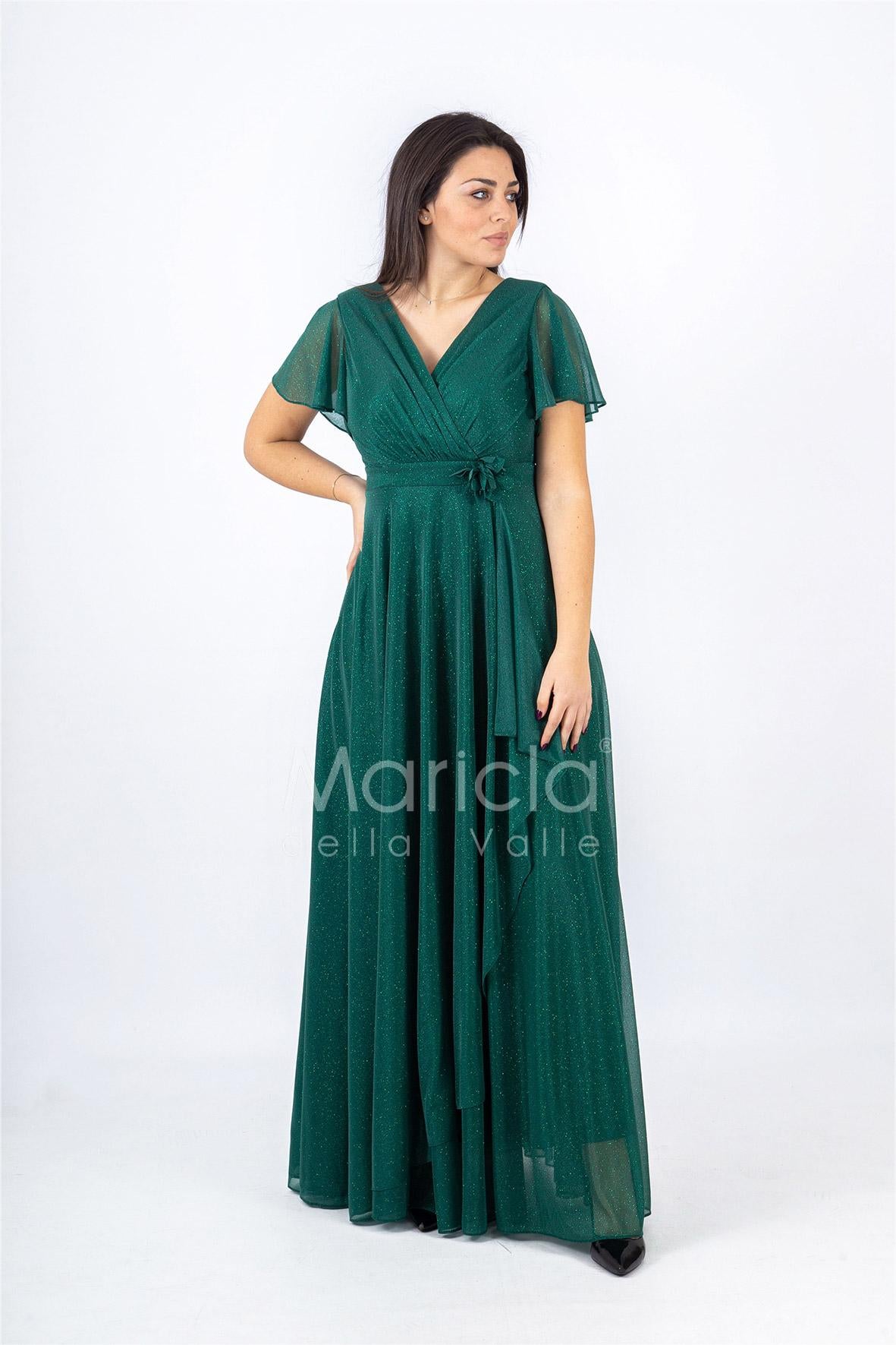abito con fiore glitter JC34929 VERDE MARICLA ELEGANCE 