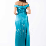 abito con strass scollo FI7443 SMERALDO MARICLA ELEGANCE 