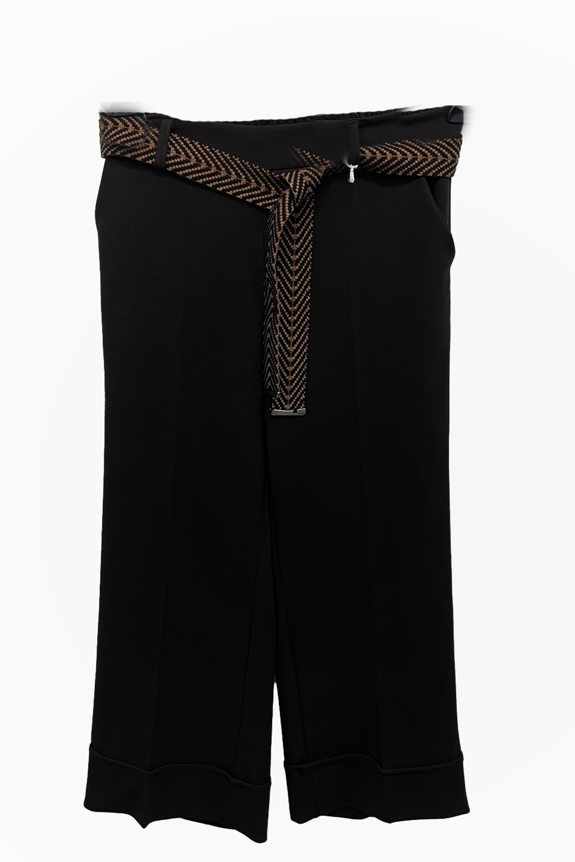 pantalone scuba crepe con cintura fantasia MS8106SC NERO MARICLA 