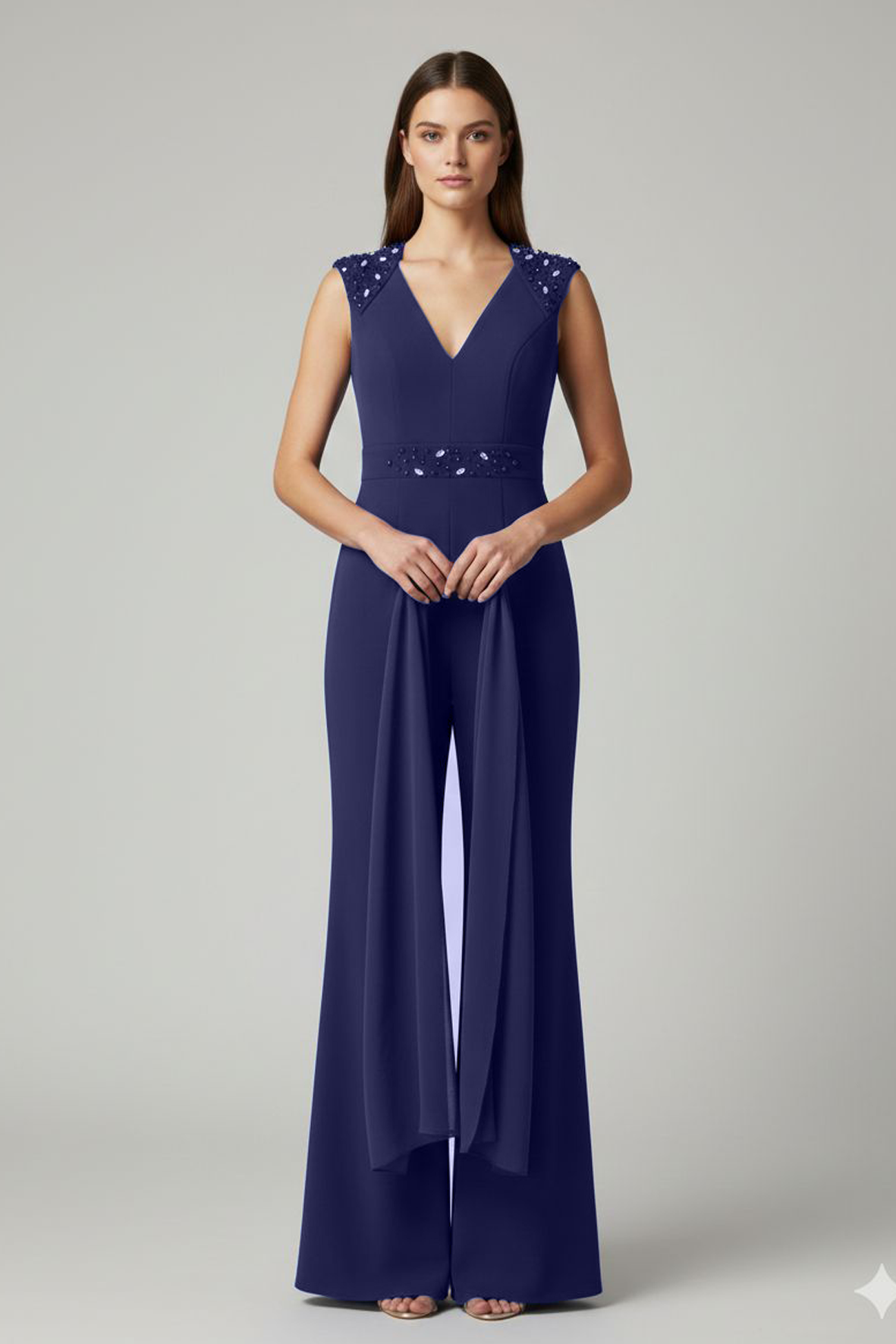 tuta giro manica con pietre spalla LH100TU BLU LUDOVICA HASSLER 