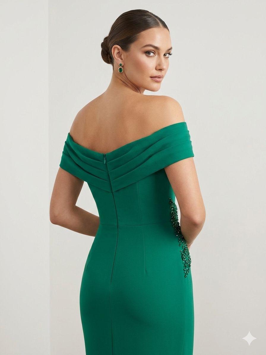 tubino crepe strass CAR58658 VERDE MARICLA ELEGANCE 