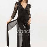 tuta con manica paiette SH905TU NERO SHARON 