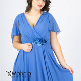 impero con fiore in vita PF216 AZZURRO PAOLA FORTI 