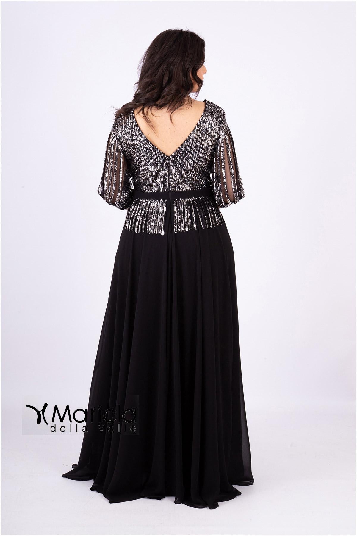lungo con manica paiette JC34810 NERO MARICLA ELEGANCE 
