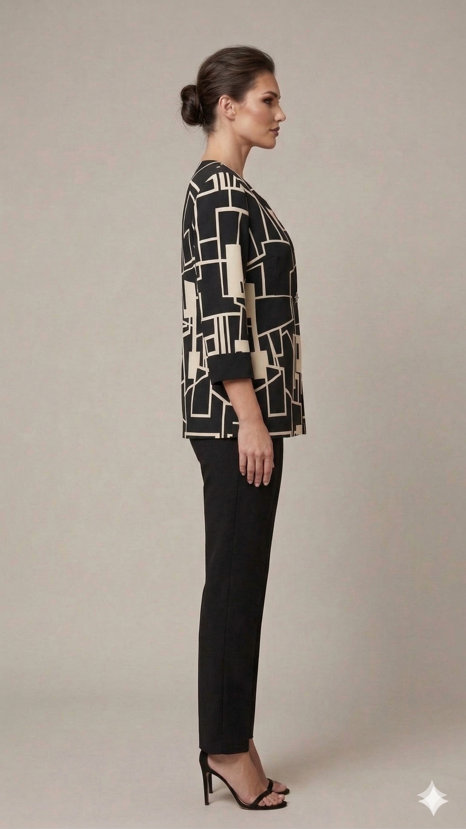 tailleur 3 pz giacca fantasia GRILLO NERO MARICLA 