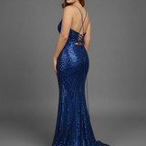 Abito a sirena con spacco JC35502 INDACO MARICLA ELEGANCE 