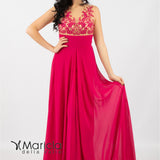 Abito lungo con ricamo ANT1007N FUXIA ANTILLE ELEGANCE 
