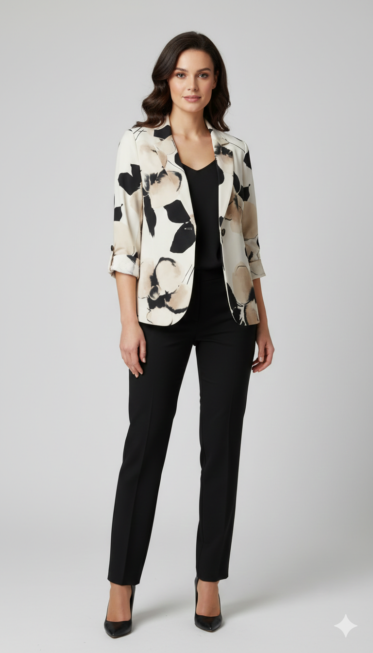 tailleur con giacca fantasia ATENA NERO MARICLA 