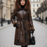 cappotto ecopelle e pelliccia LIN3466 TABACCO MARICLA 