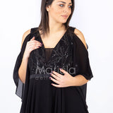 lungo corp.ric.man.pipistr. PF619 NERO PAOLA FORTI 