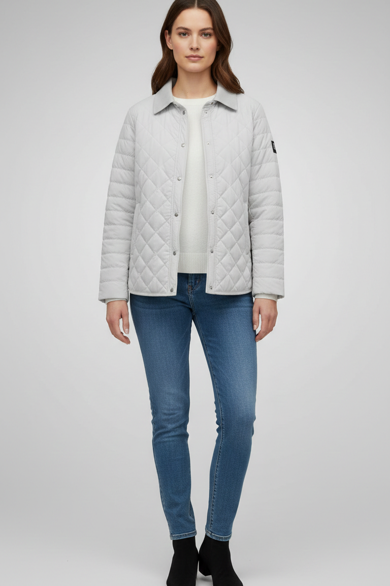 Giacca trapunta con collo in velluto EC2467 GHIACCIO MARICLA 