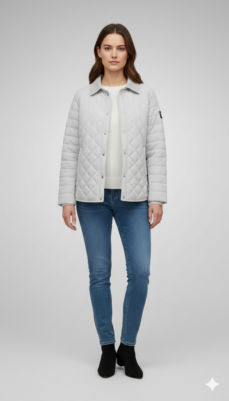 Giacca trapunta con collo in velluto EC2467 GHIACCIO MARICLA 