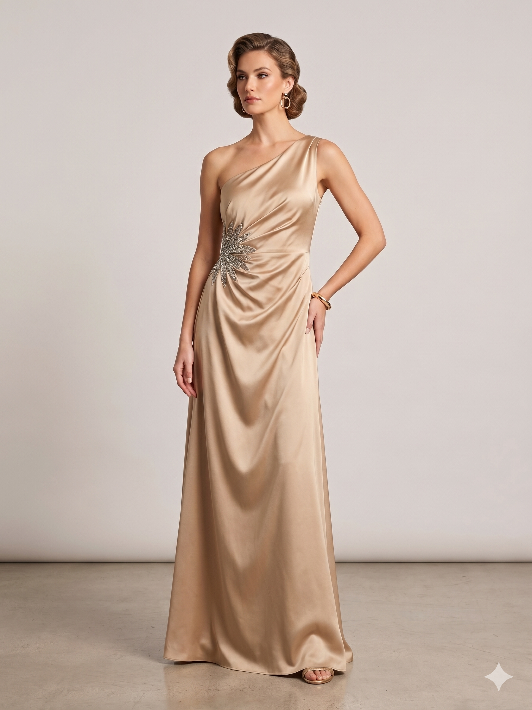 abito con applicazione strass laterale FI7684 ORO MARICLA ELEGANCE 